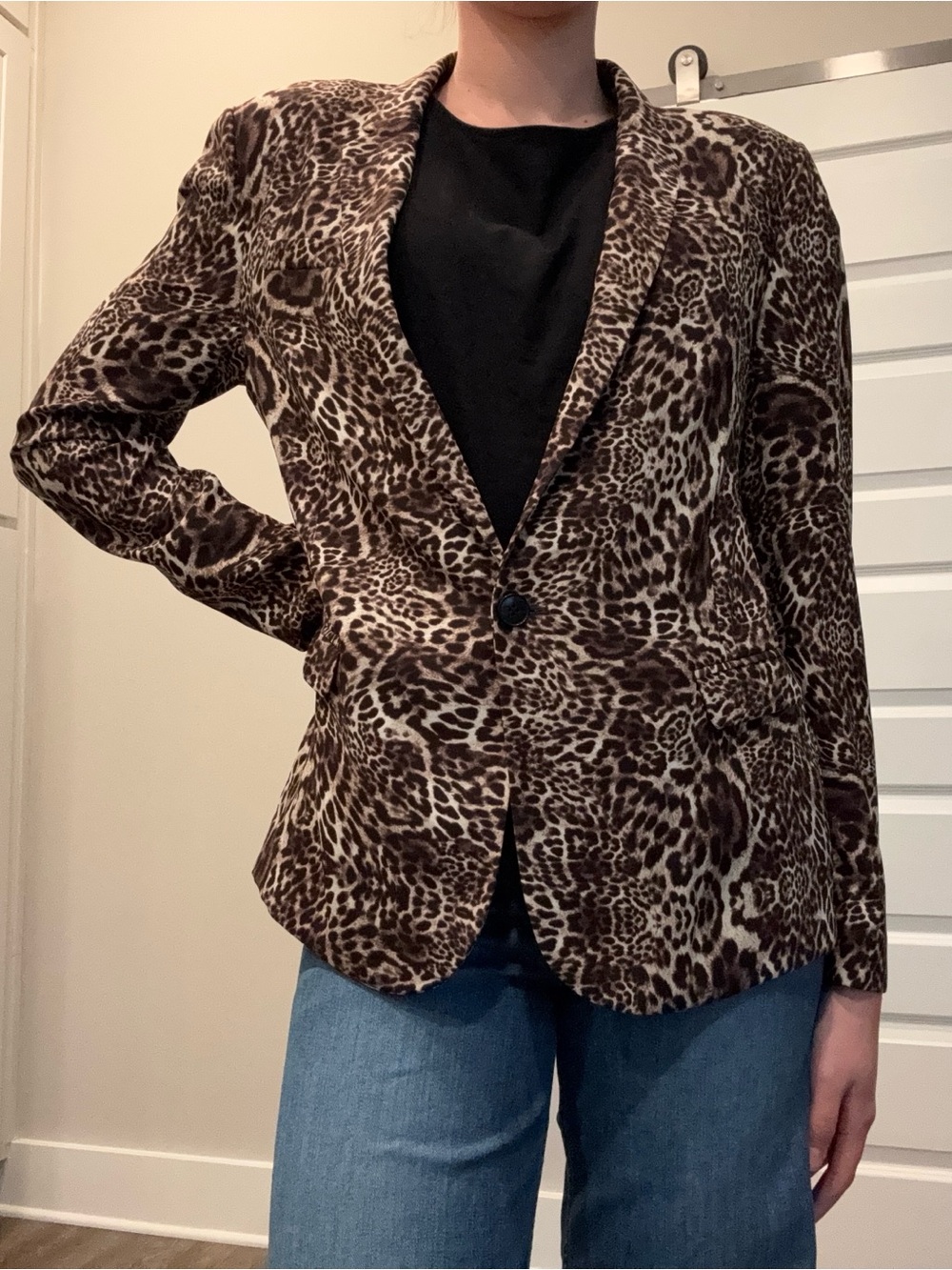 The Kooples Leopard Print Single-Button Women's Blazer - Brown/Black
